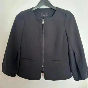Banana Republic Black Jacket Puff Sleeve Full Zip Pockets Business Women's 0